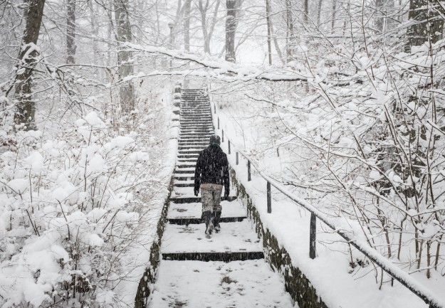 Sopot; śnieg; snow; schody; stairs